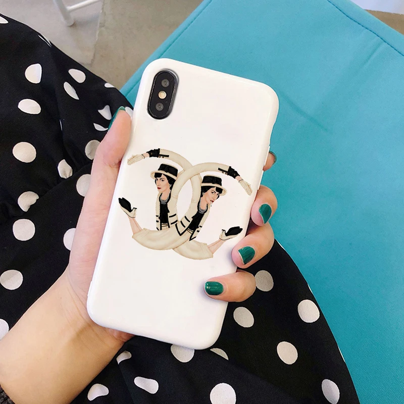 Модные Karl Lagerfeld кошка логотип мягкий силиконовый черный чехол Чехол для iPhone X XR XS