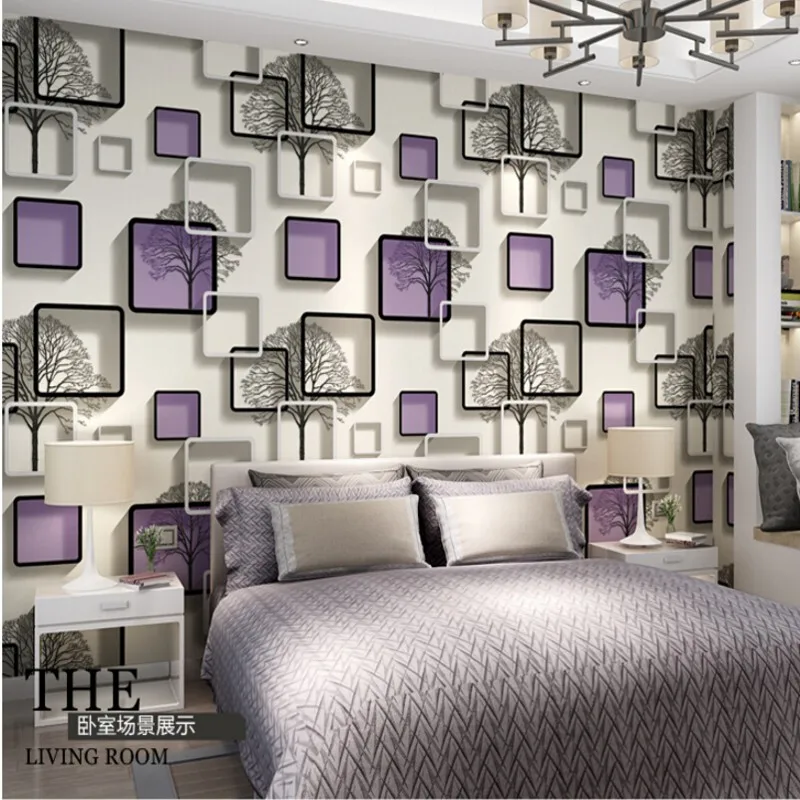 Beibehang стерео фиолетовые синие обои для гостиной телевизора гостиницы фоновые 3D