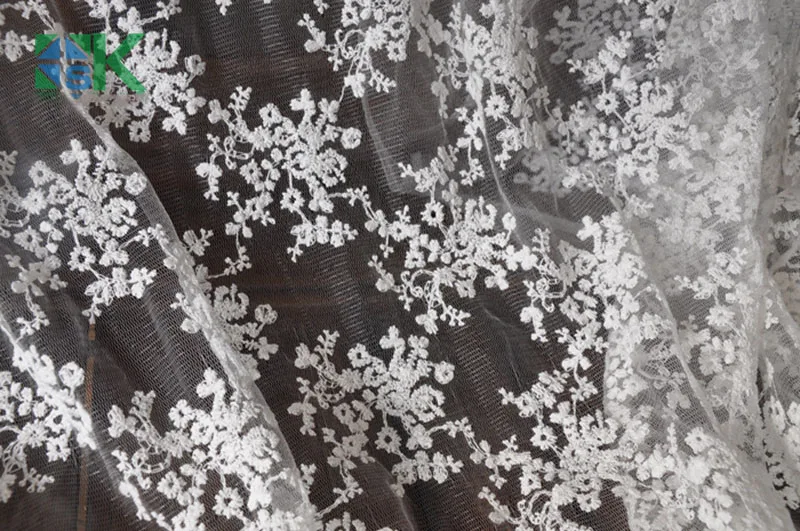 1 yard Lace 2016 New white Floral cotton embroidered lace fabric organza mesh fabrics 130cm wide Free shipping | Дом и сад