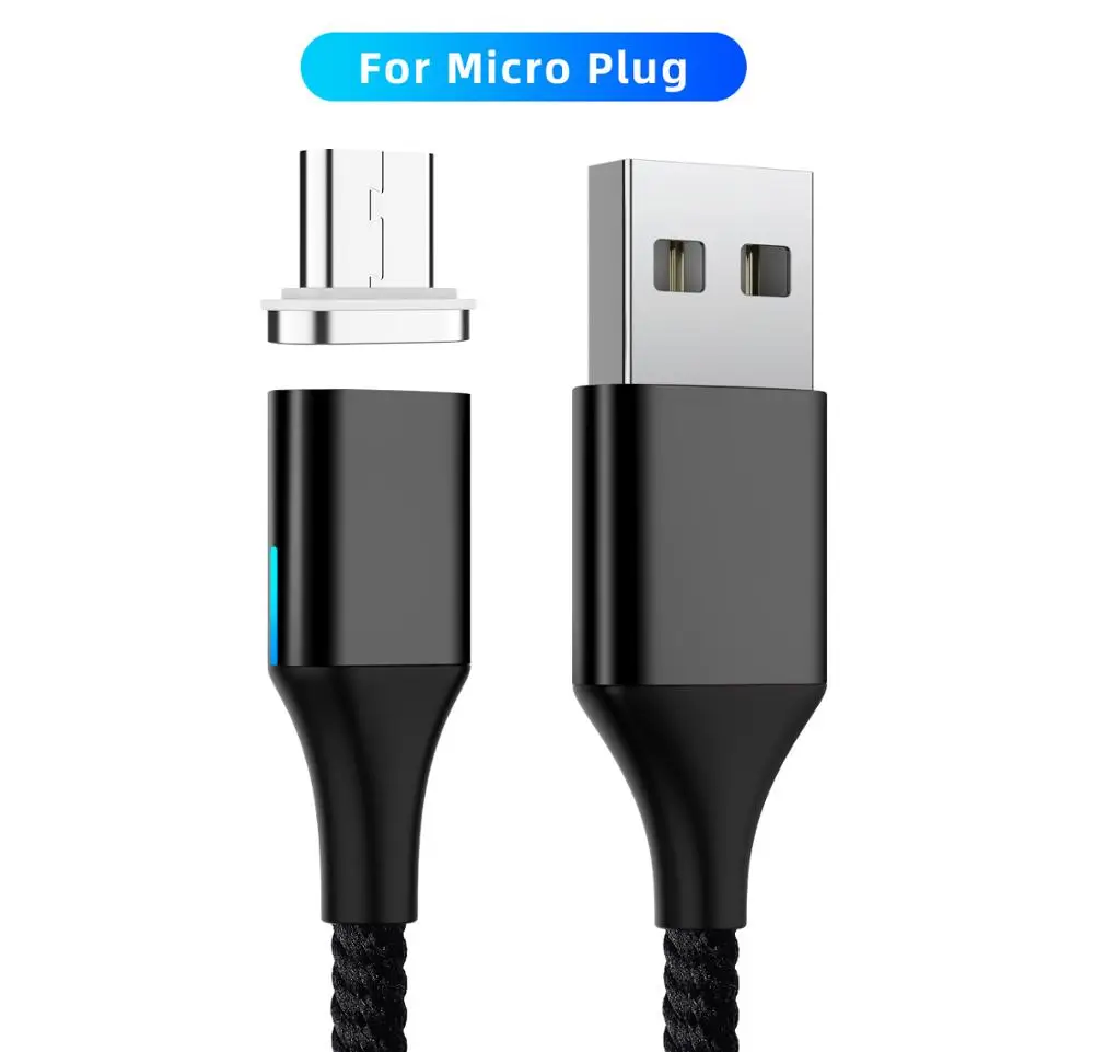 For Micro Black Магнитный usb-кабель Uverbon, суперзарядный кабель USB type C, Магнитный зарядный кабель Micro usb для зарядки и передачи данных, кабель USB для мобильного телефона - Цвет: For Micro Black
