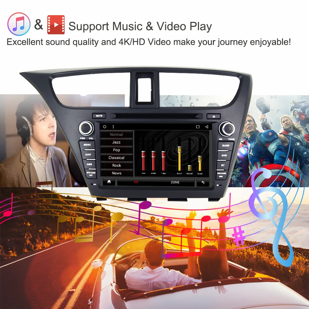 Поддержка Apple Carplay Android 8,1 автомобильный Радио DVD gps Мультимедиа стерео плеер для Honda Civic хэтчбек 2013- Автоматическая навигация