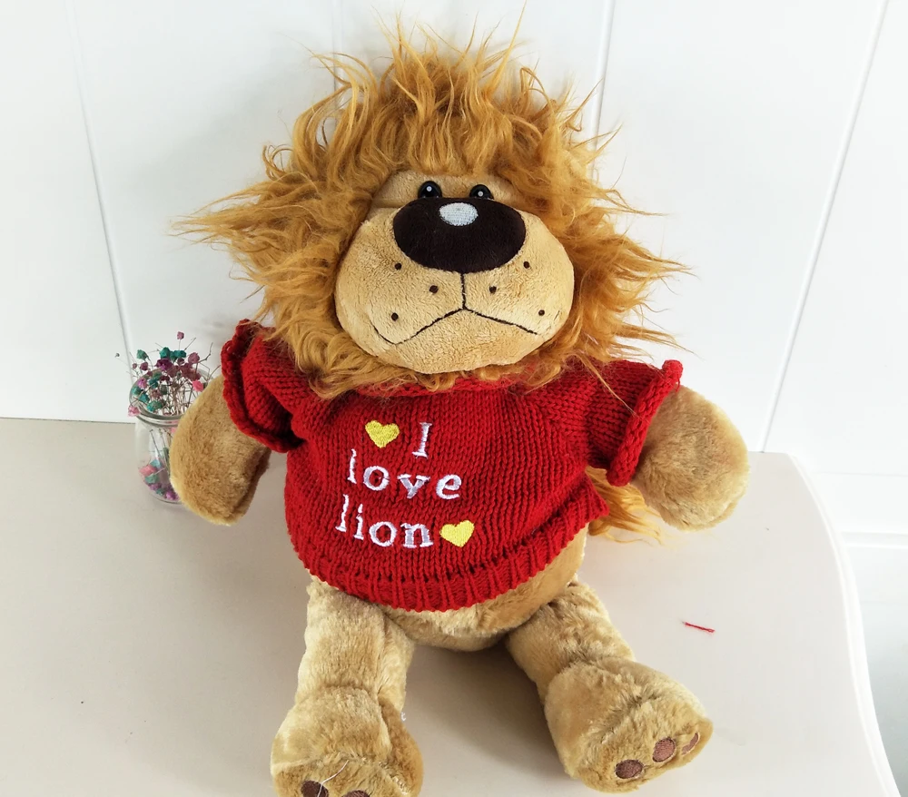 

BOLAFYNIA Children Plush Stuffed Toy i love lion with clothes Baby Kid Toy for Christmas Birthday Gift