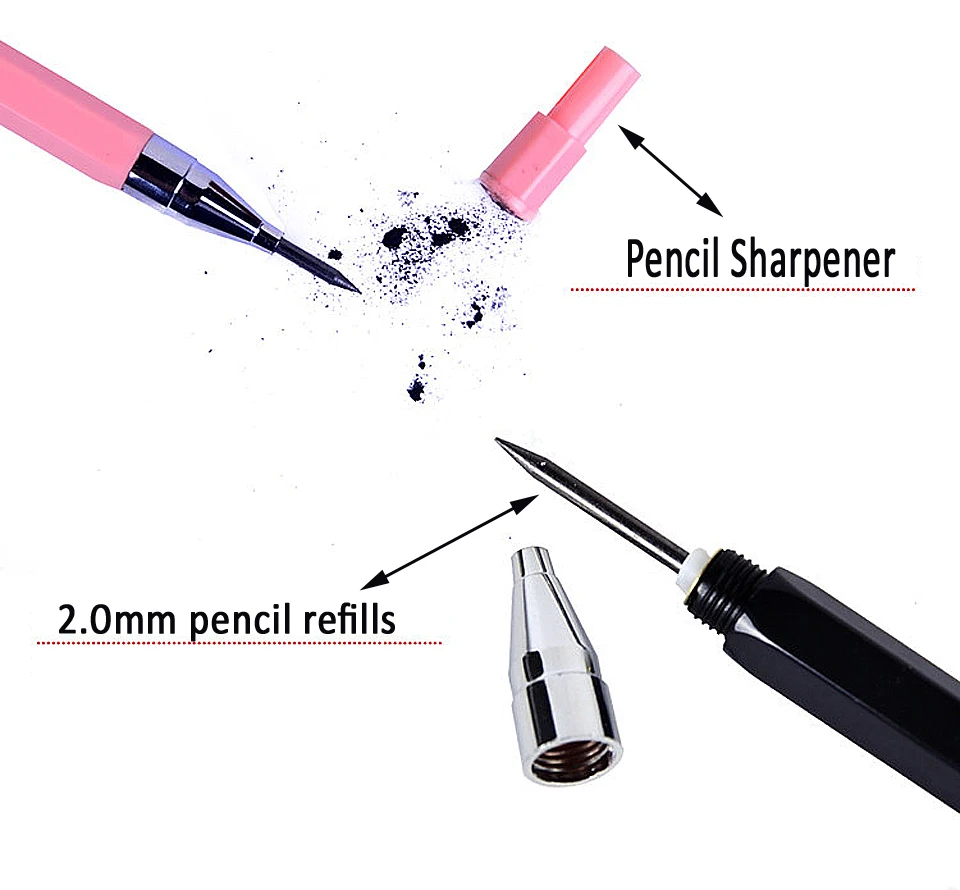 M&G Mechanical Pencil 2.0mm Own a Sharpener 2B pencil refills Automatic Drawing Sketch Office Supplies