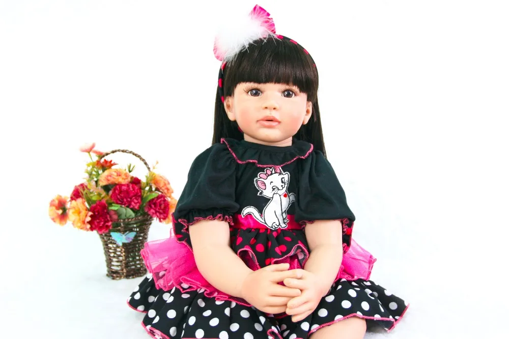 bebe Reborn Menina Dolls Cartoon dress up soft Silicone Vinyl Princess So Truly 24'' beautiful Babies Girl Playmates toy | Игрушки и