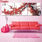 5D квадратнаякруглая Алмазная вышивка, китайский цветок сливы, алмазная картина, вышивка крестиком, 5 шт. картины-мозаики из алмазных элементов со стразами