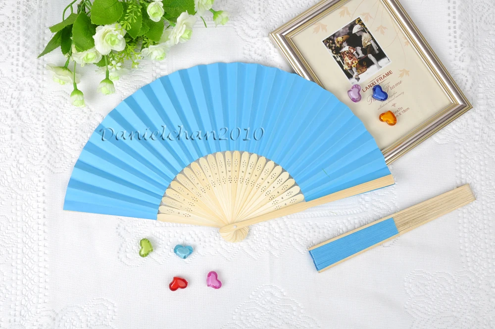 

[ Fly Eagle ] free shipping blue color hand held paper wedding fan
