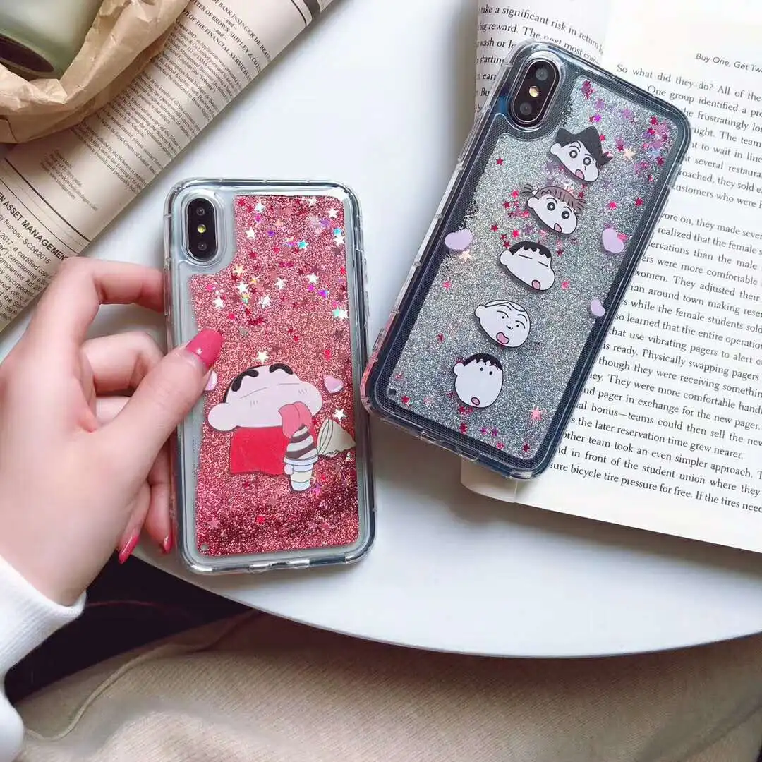 Япония милый мультфильм карандаш Shinchan лед жидкий крем Quicksale чехол для iPhone XR XS MAX X 6
