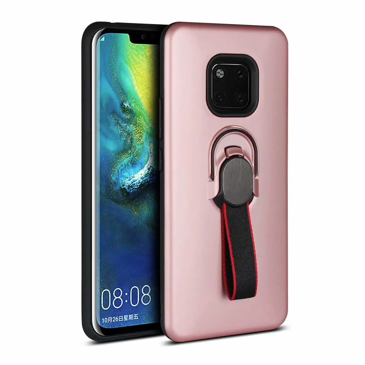 Жесткий чехол для huawei mate 20 Pro из поликарбоната+ ТПУ с магнитным кольцом-подставкой, защитный чехол на заднюю панель для huawei mate 20 lite mate 20 shell - Цвет: rose gold