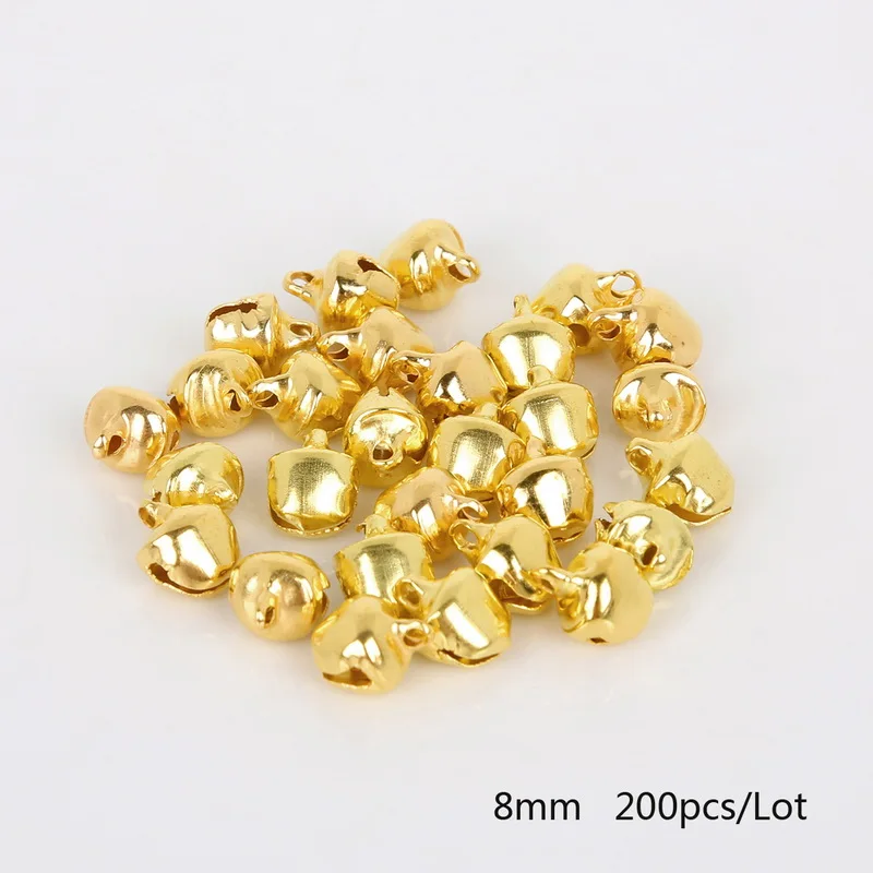 8mm 200Pcs 50-300 шт Золотые колокольчики железные Подвески Подвесные Рождественские елочные украшения Рождественские украшения вечерние DIY аксессуары для рукоделия - Цвет: 8mm 200Pcs