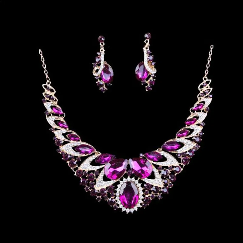 Новый себе Цепочки и ожерелья Наборы свадебных ювелирных изделий со стразами