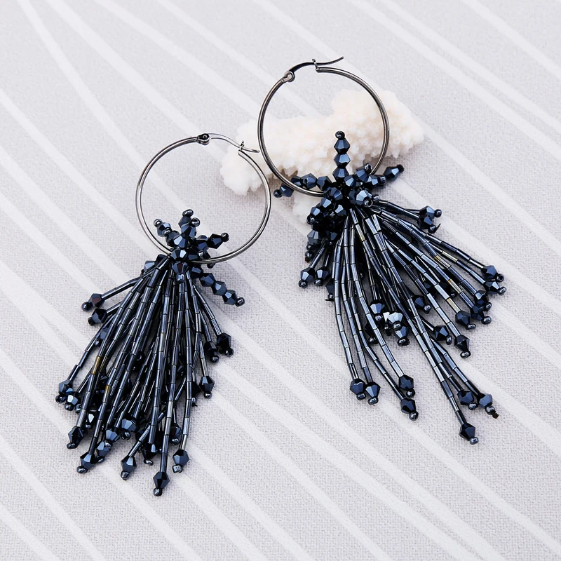 Серьги с бахромой и кисточками 3 цвета|tassel earrings|fashion long earringslong earrings |