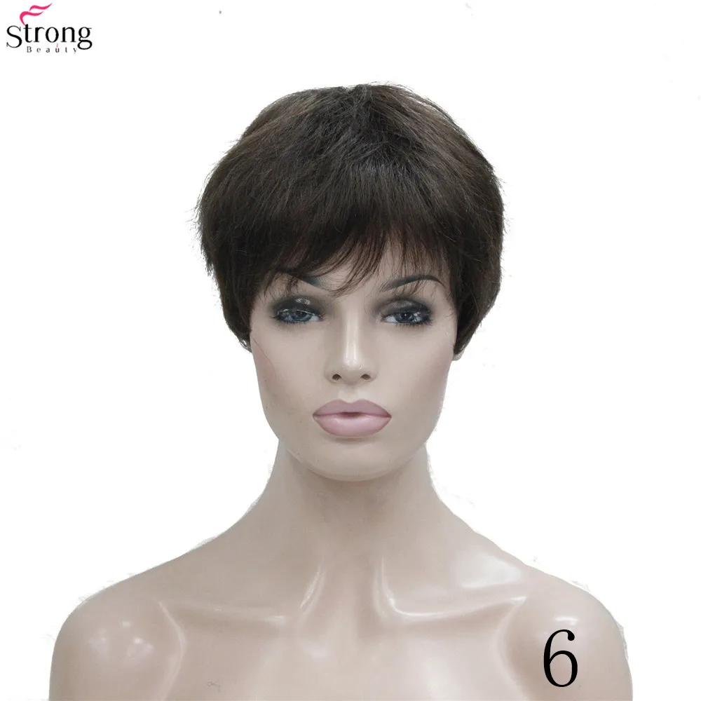6 StrongBeauty женские парики коричневый/Блонд микс короткий прямой натуральный синтетический парик - Цвет: 6