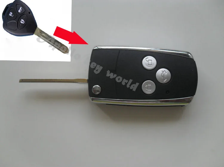 

Модифицированный откидной складной чехол для дистанционного ключа с 3 кнопками, чехол для ключа Toyota Camry Reiz Corolla RAV4, чехол для ключа 5 шт./лот