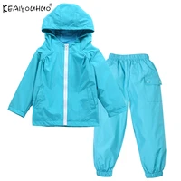 keaiyouhuo children clothing girls sets 2020 autumn waterproof raincoat boys clothes sets zipper hooded kids casual sport suits