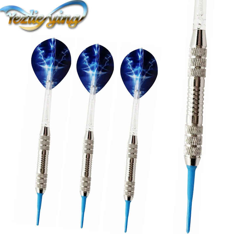 

3 Pieces / Set of 18g Brass Barrel Professional Electronic Soft tip Darts Blue Transparent Rod Indoor Professional Darts Game