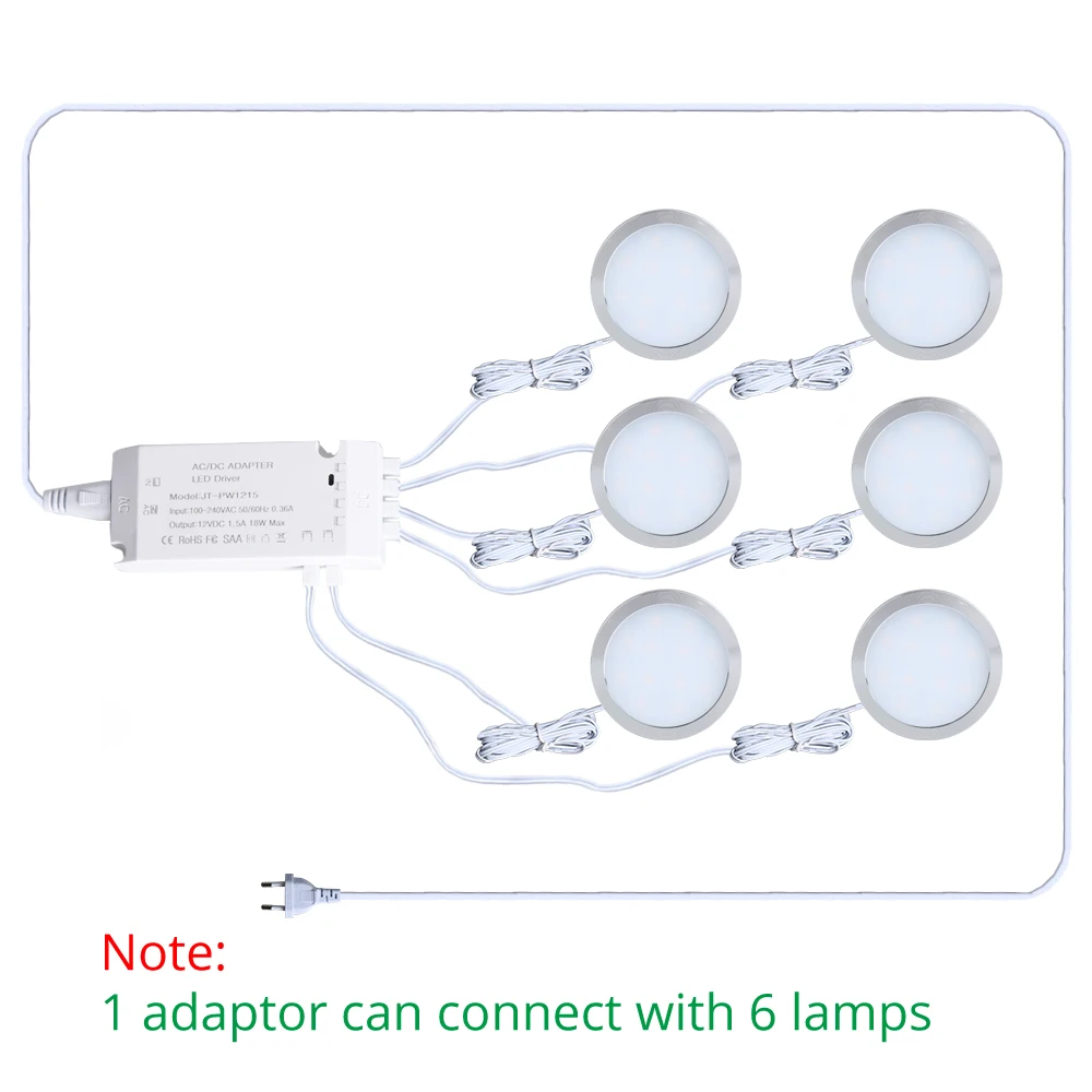 Под лампами кабинета LED шкафы кухня светильник Круглый 12V счетчик полка шкаф