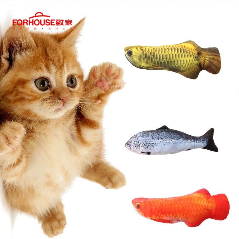 Игрушки для кошек Плюшевые Креативные 3D Карп форма рыбы Мягкая кукла кошачья