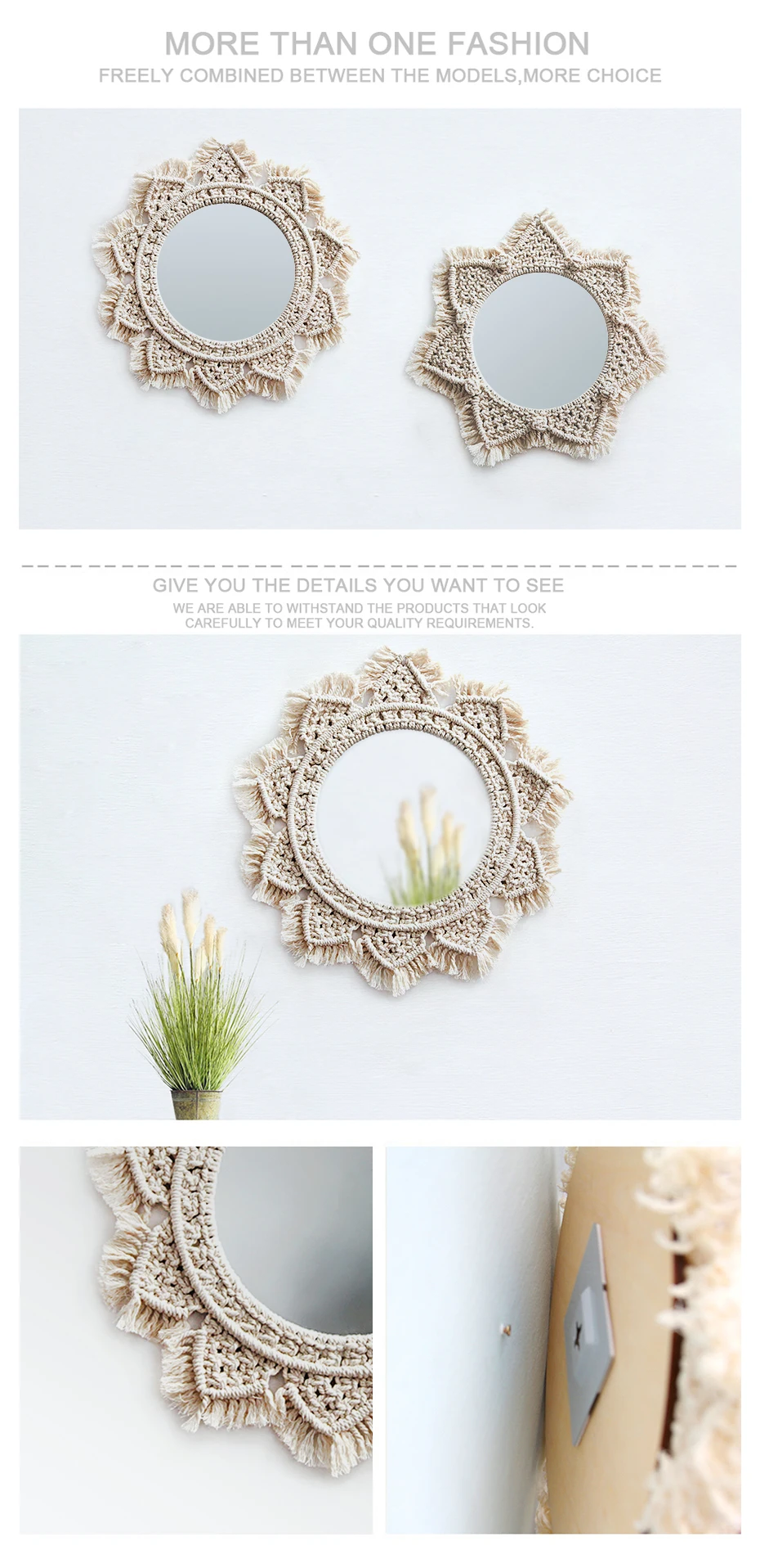 Макраме настенные подвесные зеркала для дома Espejos Decorativos настенные зеркала креативное домашнее искусство Бохо декор макияж ванная комната