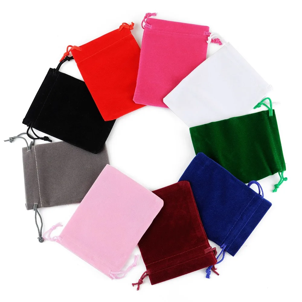 Customized Logo Wholesale 100pcs/lot 5x7cm Black Velvet Drawstring Bag Gift Packaging Bags For Packing Small Jewelry Pouch | Украшения и