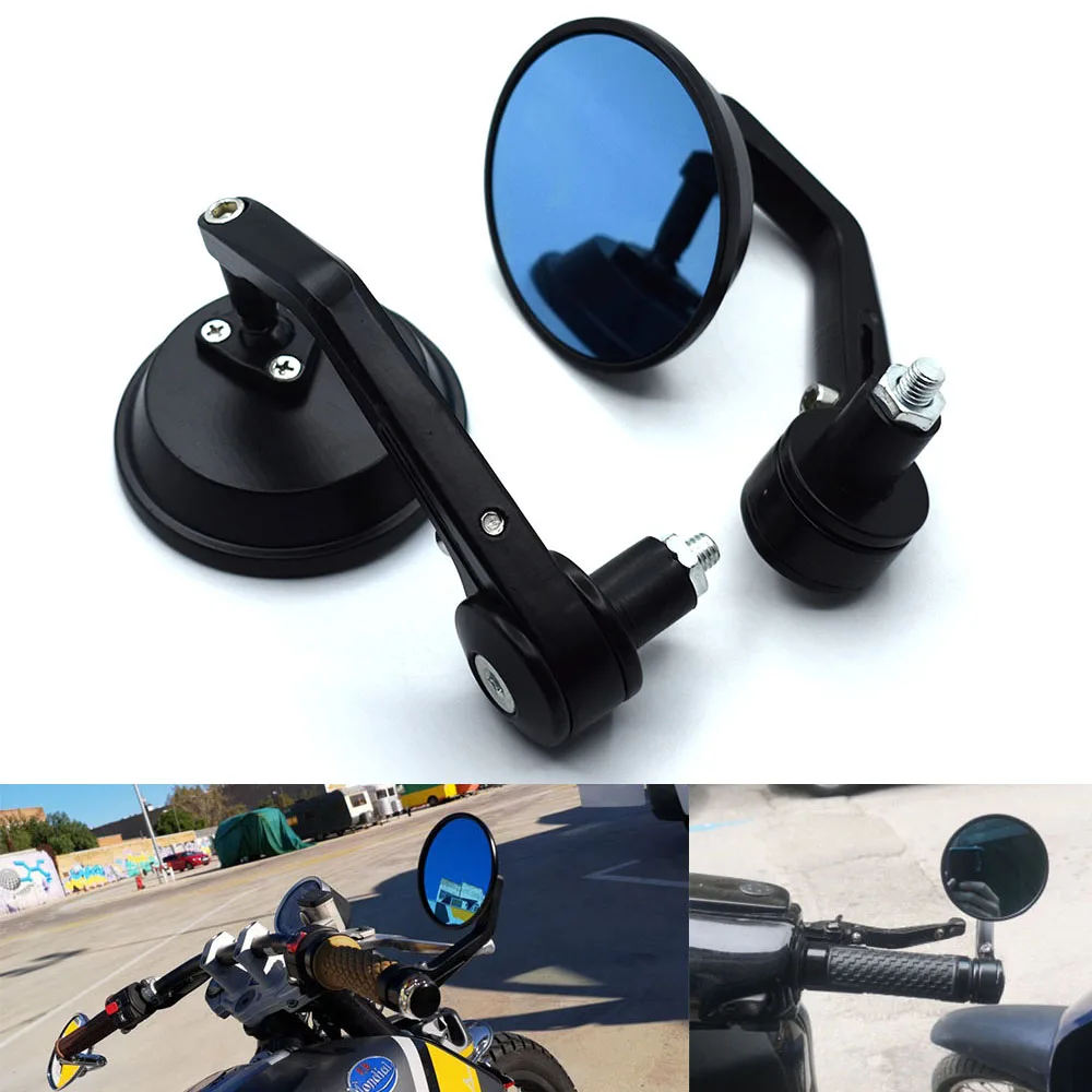 Черные мотоциклетные выпуклые зеркала заднего вида CNC для Honda Yamaha Suzuki Kawasaki Cafe Racer