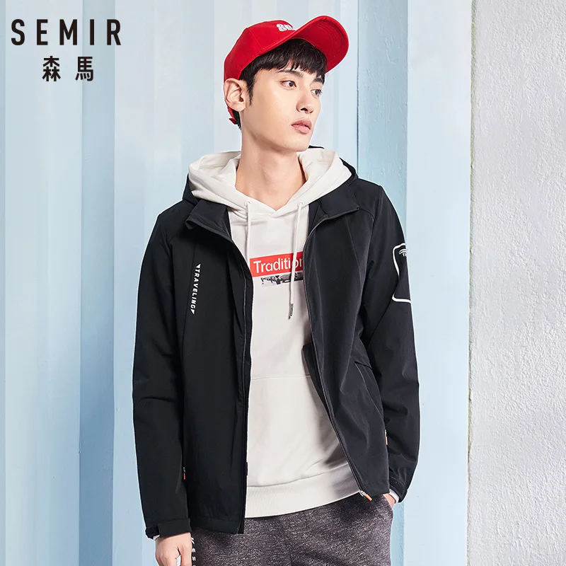 Мужская уличная куртка SEMIR однотонная Повседневная с капюшоном брендовая бомбер