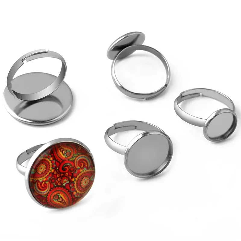 

10pcs Stainless Steel Material Inner Diameter 8MM-20MM Inverted Mold Gemstone Botto Plate Stone Ring Empty Support Accessories