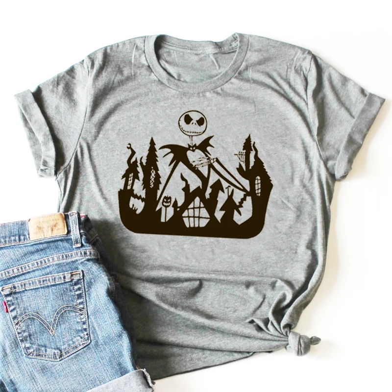 Halloween Festival Graphic Tees Women Skeleton Funny Party T-shirt Pumpkin Streetwear Tshirt Hipster Cotton Tops Drop Shipping