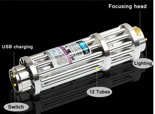 

Upgraded Version USB Flashlight High power 2w 2000mw with Blue Laser Printers Burning Match candle lit cigarette