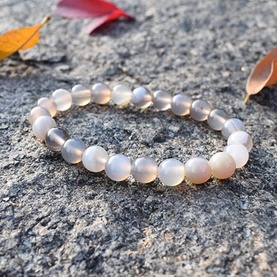 

Colorful Striped Agates Bracelet Women Men 8mm Round Loose Beads Handmade Charm Couple Bracelets Friendship Pulsera