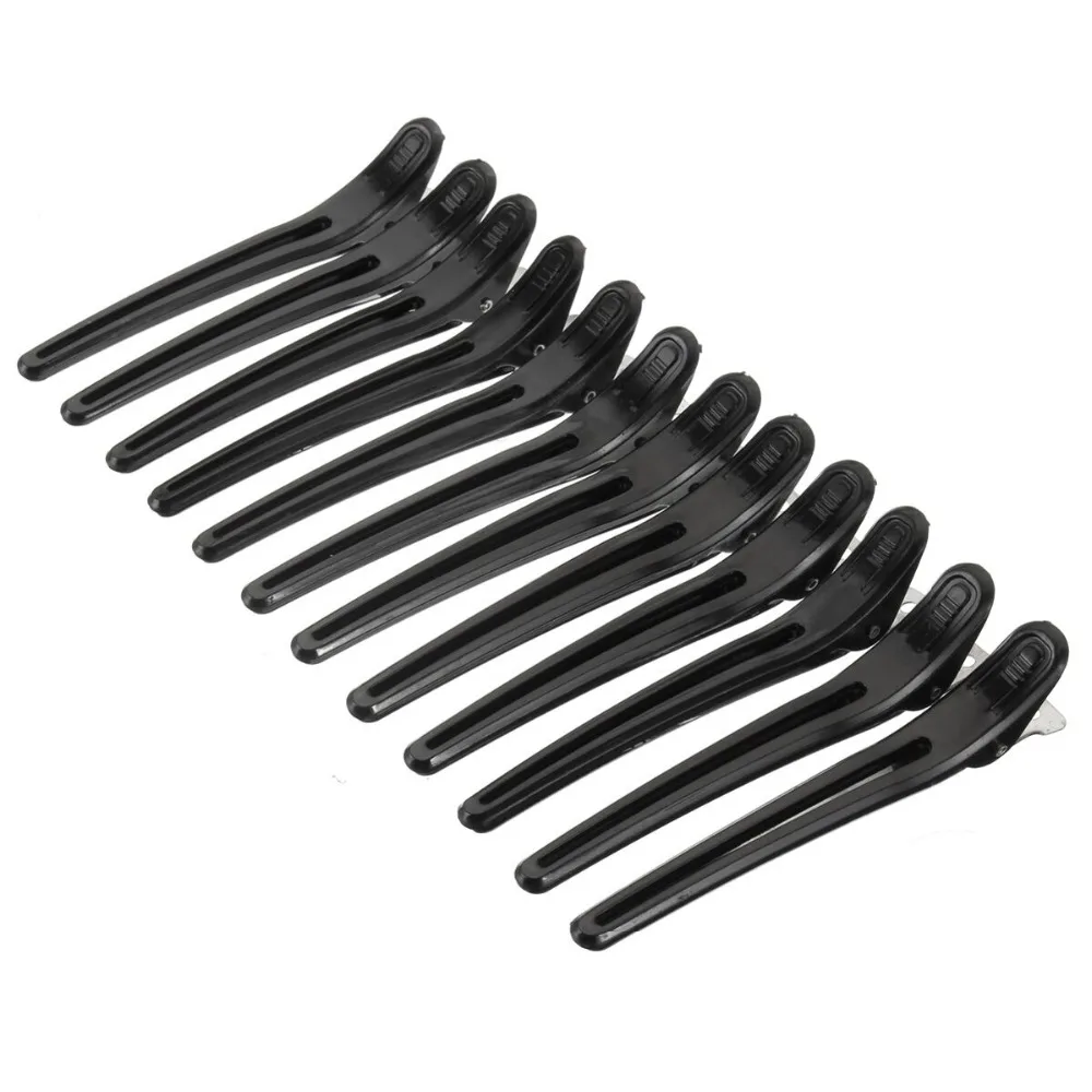 

10PCS Hairdressing Black Section Clamps Hair Clips Alloy Plastic Pro Hairdressing Hairpins Cutting Salon Hair Styling Tools