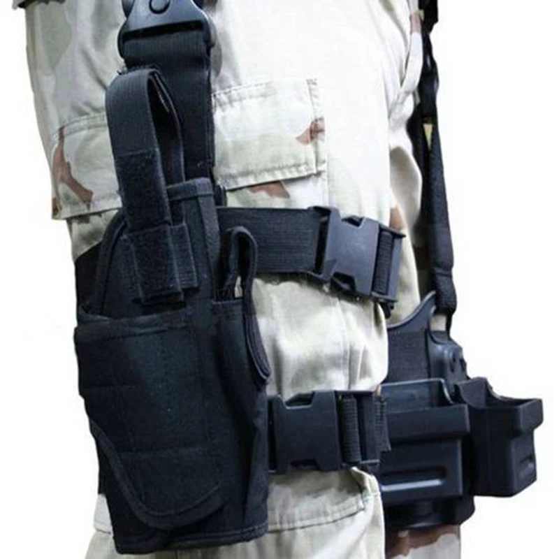 Tactical Airsoft Pistol Gun Drop Leg Thigh Holster Pouch Bag Right Hand Black Outdoor With Adjustable Magic Strap | Спорт и