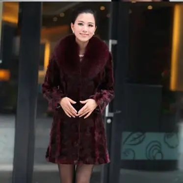 Женская шуба из искусственного меха норки большого размера искусственная норка