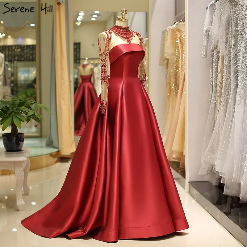 Дубайский дизайн винно красное бриллиантовое выпускное платья 2020 сатиновые с