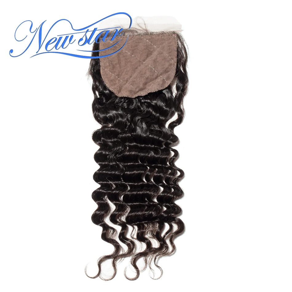 Новые бразильские волосы Star Hair 4 ''x 4'' на шелковой основе с глубокой волной