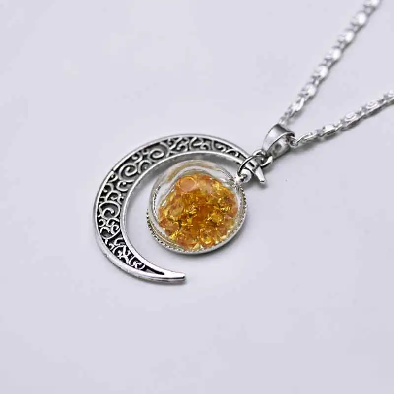 Новинка 2017 стеклянный шар ожерелье из горного хрусталя серебряное с лунным