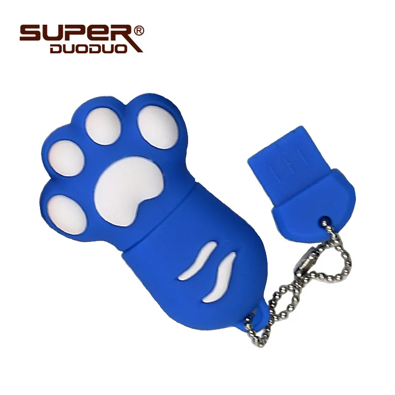 BLUE USB 2,0 флеш-накопитель, 32 ГБ, 64 ГБ, USB флеш-накопитель с милыми когтями кошки, 4 ГБ, 8 ГБ, 16 ГБ, карта памяти,, флеш-накопитель 128 ГБ, u-диск - Цвет: BLUE