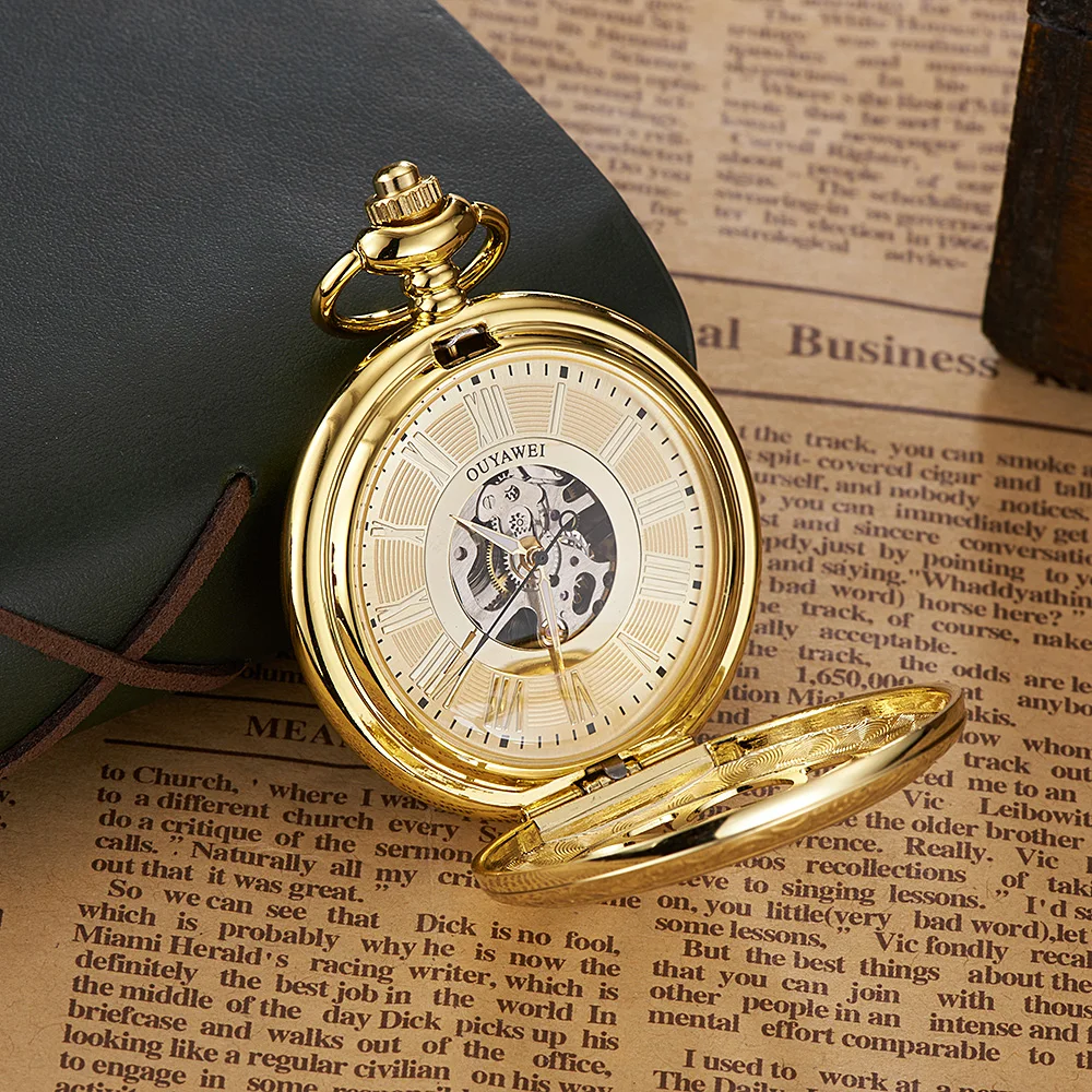 Механические карманные часы OYW мужские в стиле стимпанк корпус из нержавеющей