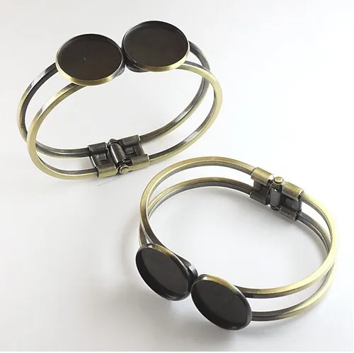 

2pcs Antiqued bronze double 20mm blank settings Bangles #22729