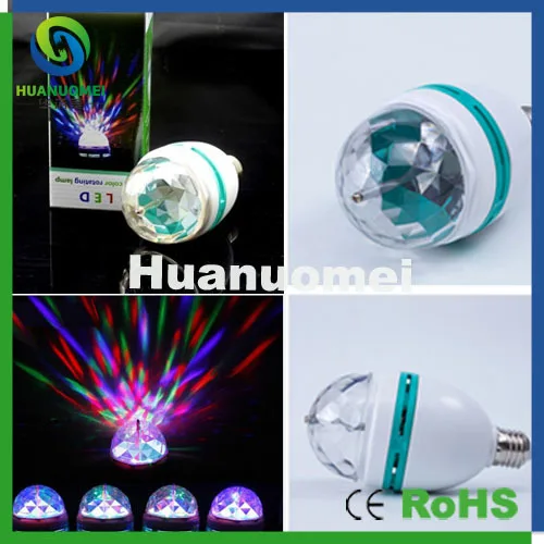 E27 3W RGB Авто вращающаяся светодиодная шариковая лампа для дома вечеринки
