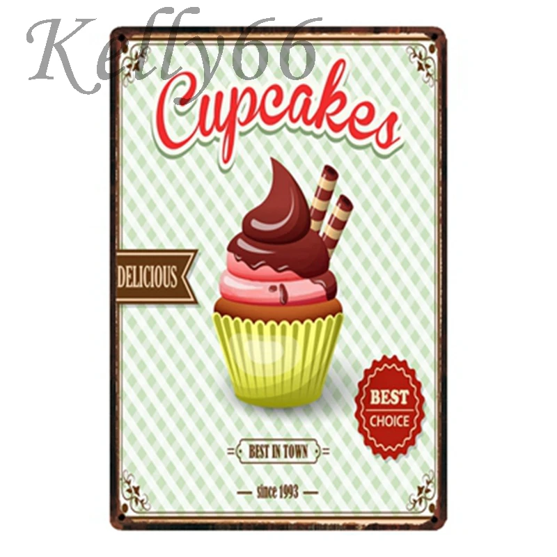 

[ Kelly66 ] CUPCAKES Metal Sign Painting Home Decor Bar Wall Art Painting 20*30 CM Size y-1525