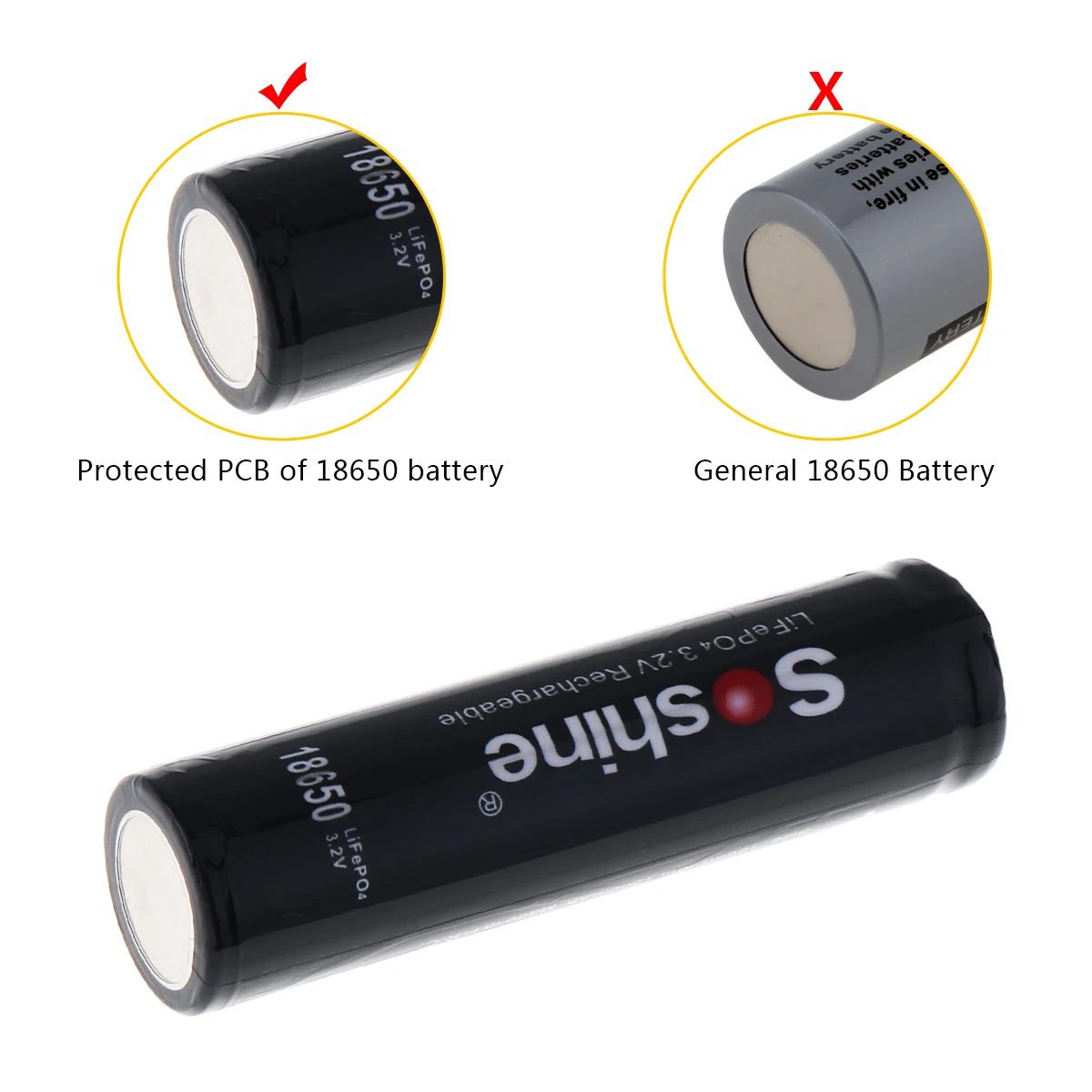 Soshine 2шт 1800mAh LiFePO4 3 2 V 18650 аккумуляторная батарея с защищенной печатной платой +