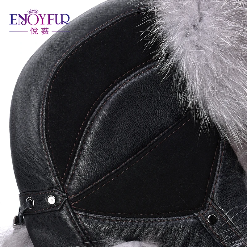 Шапка ушанка ENJOYFUR теплая шапка из натурального меха лисы для русской зимы|fur hat