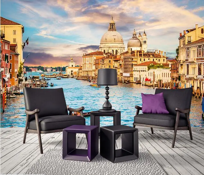 3d обои на заказ фотообои европейские водные города Венеция пейзаж настенные