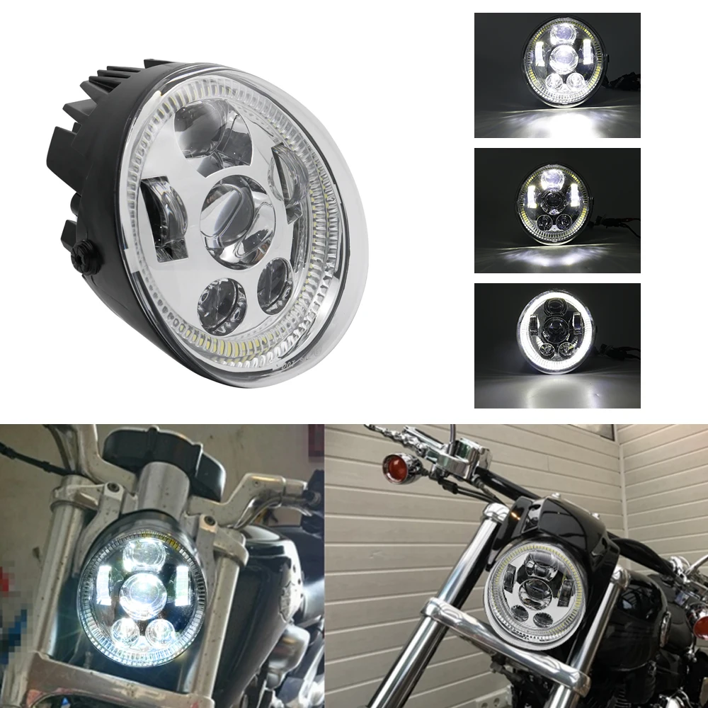 DOT VRSC/V-ROD LED Headlight With DRL Halo Ring Vrod Oval for Harley V Rod VRSCF VRSC VRSCR Headlamp |