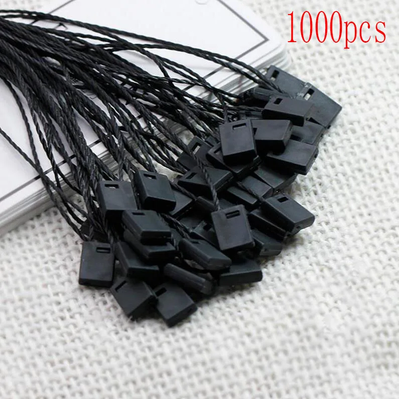black 1000 шт./упак. Пластик квадратной пряжкой этикетка полиэстерная веревочная Костюмы тег веревочная одежда шнурки с помощью одной руки веревкой зерна - Цвет: black