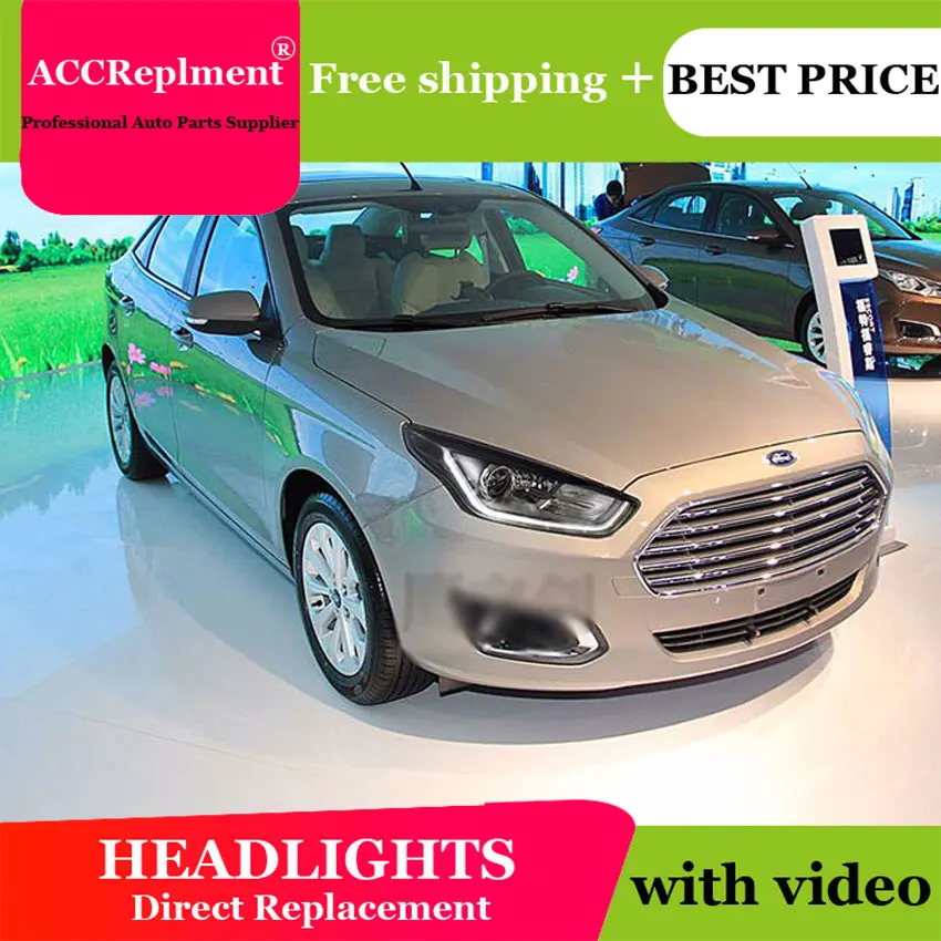 

Car Styling LED Head Lamp for Ford ESCORT headlights 15-17 led headlight drl turn signal drl H7 hid Bi-Xenon Lens low beam