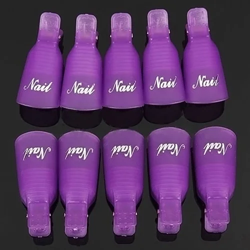 10 шт. для снятия лака ногтей пластиковый акриловый дизайн замочить от зажима