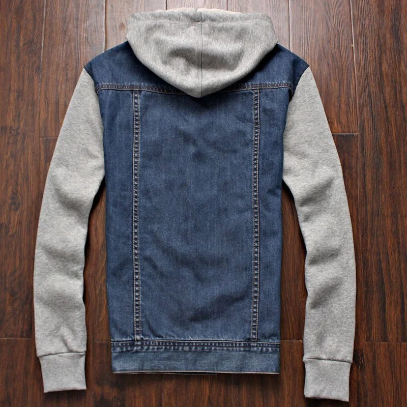 Denim Jacket Men Hooded Sportswear Outdoors Casual Fashion Jeans Jackets Hoodies Cowboy Mens and Coat | Мужская одежда