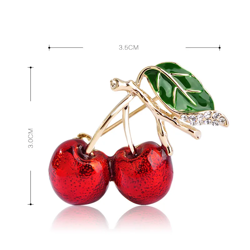Россия Эмаль Esmalte Красный Двухместный Cherry Броши Для Девочек Детей милые Фрукты