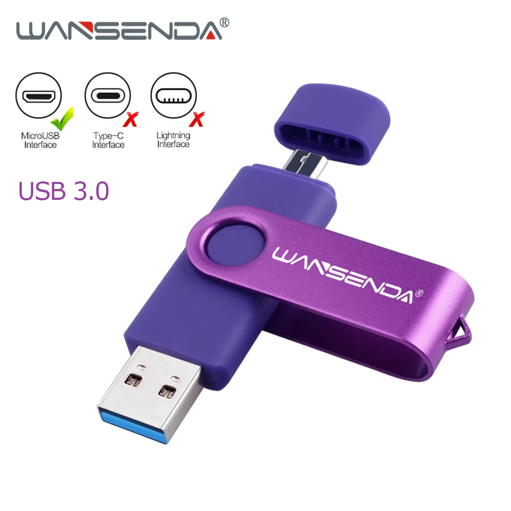 WANSENDA флеш накопитель USB 3 0 256 ГБ 128 Гб 64 32 16 OTG для телефонов Android планшет микро карта